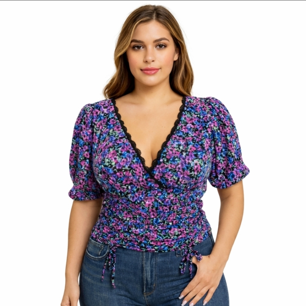 Almost Famous High Waist Floral Bohemian Top Sz M